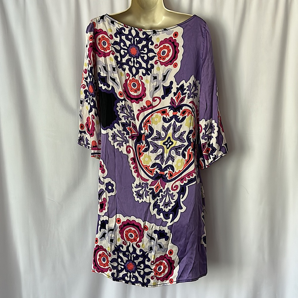 Hale Bob Beautiful Purple Silk 3/4 Sleeve Dress **Size S** - Picture 2 of 5
